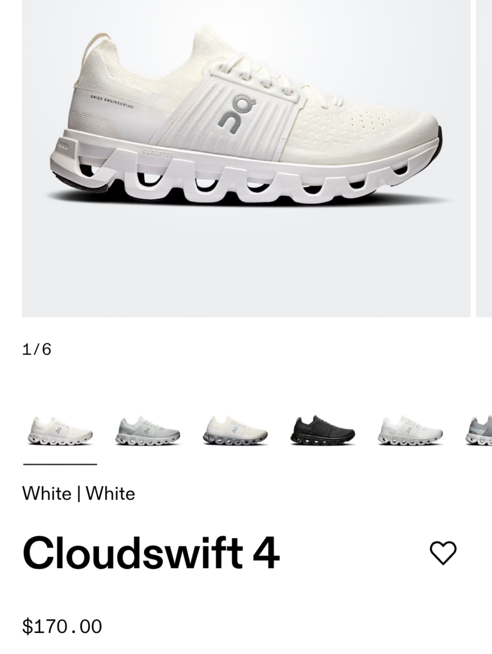 On Cloudswift All-White Running 4 running Sneakers size M10.5 - Picture 7 of 16